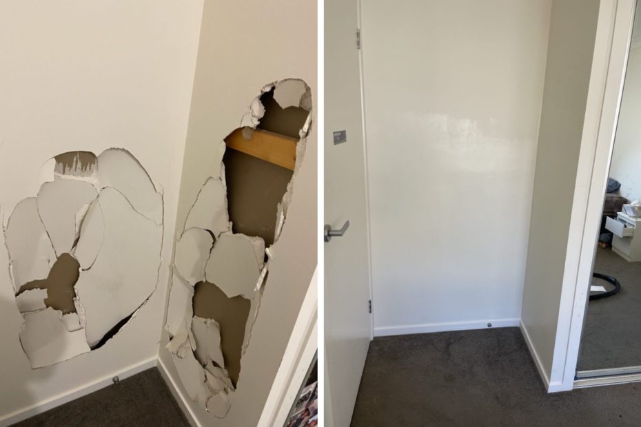 before and after wall repair brisbane southside